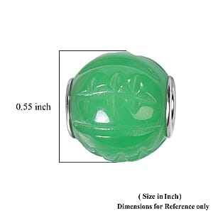 Green Jade Carved Charm in Rhodium Over Sterling Silver 30.50 ctw