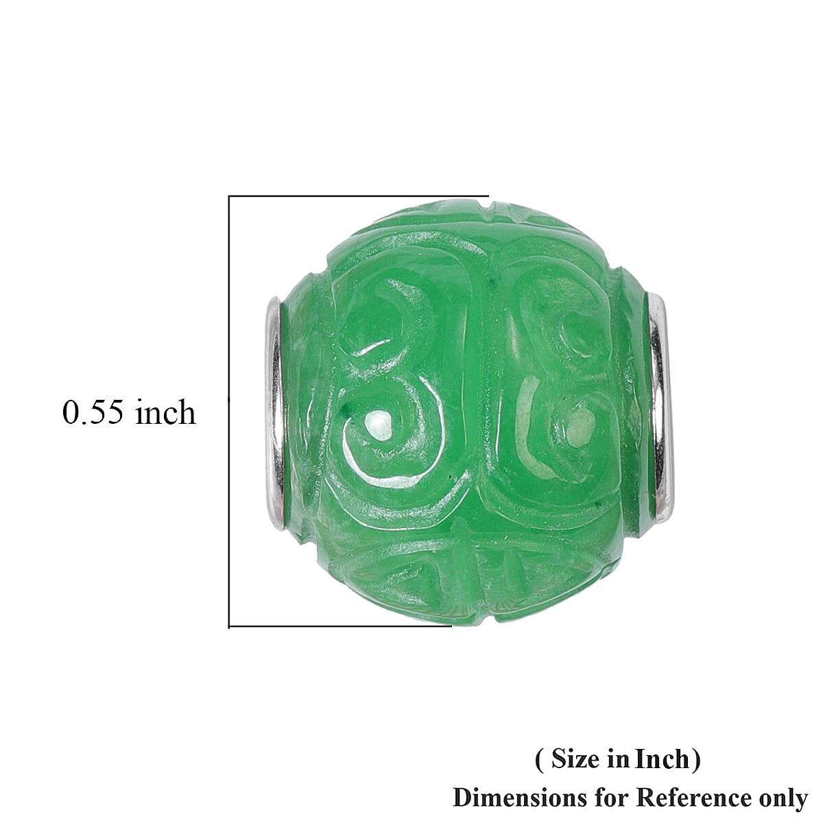 Green Jade Carved Charm in Rhodium Over Sterling Silver 30.50 ctw