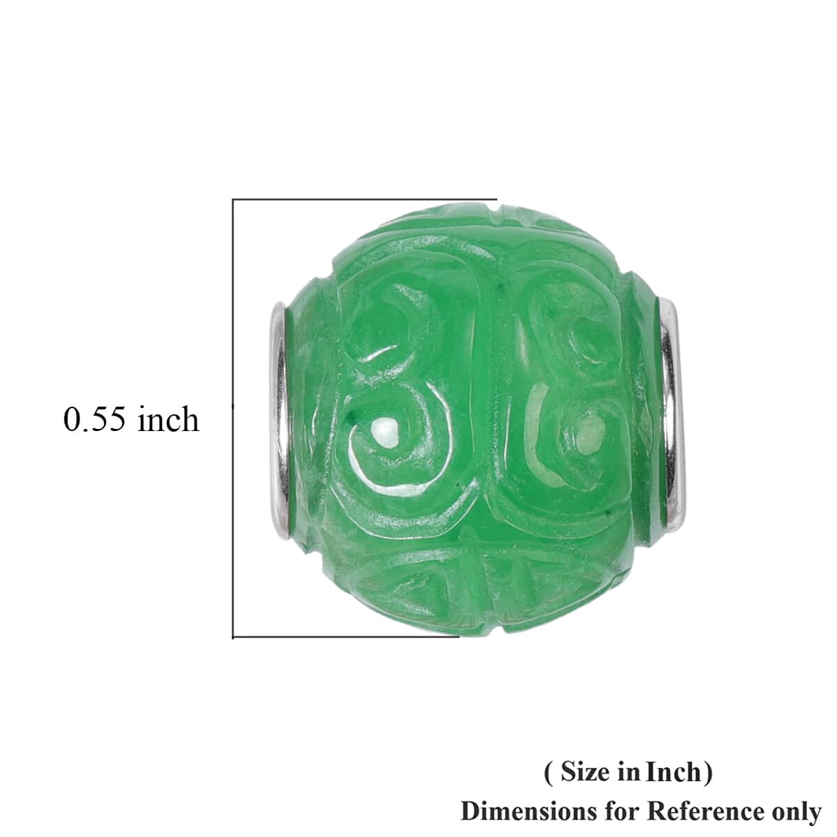 Green Jade Carved Charm in Rhodium Over Sterling Silver 30.50 ctw image number 3