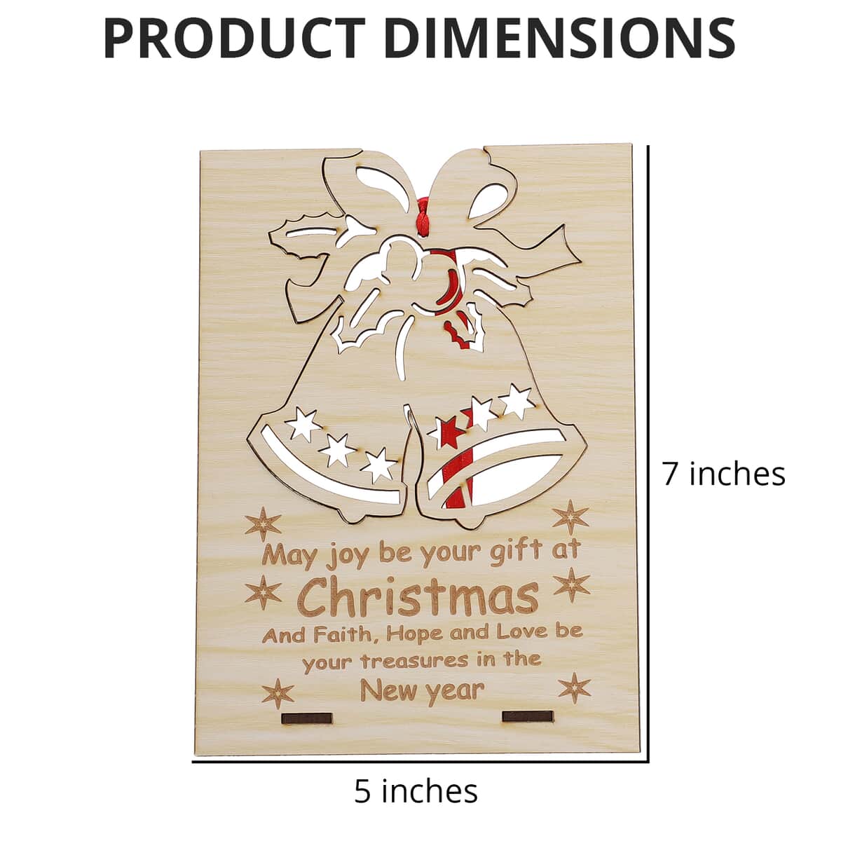 Set of 2 Natural Wooden Bell Christmas Card with Detachable Laser Cut Ornaments image number 3