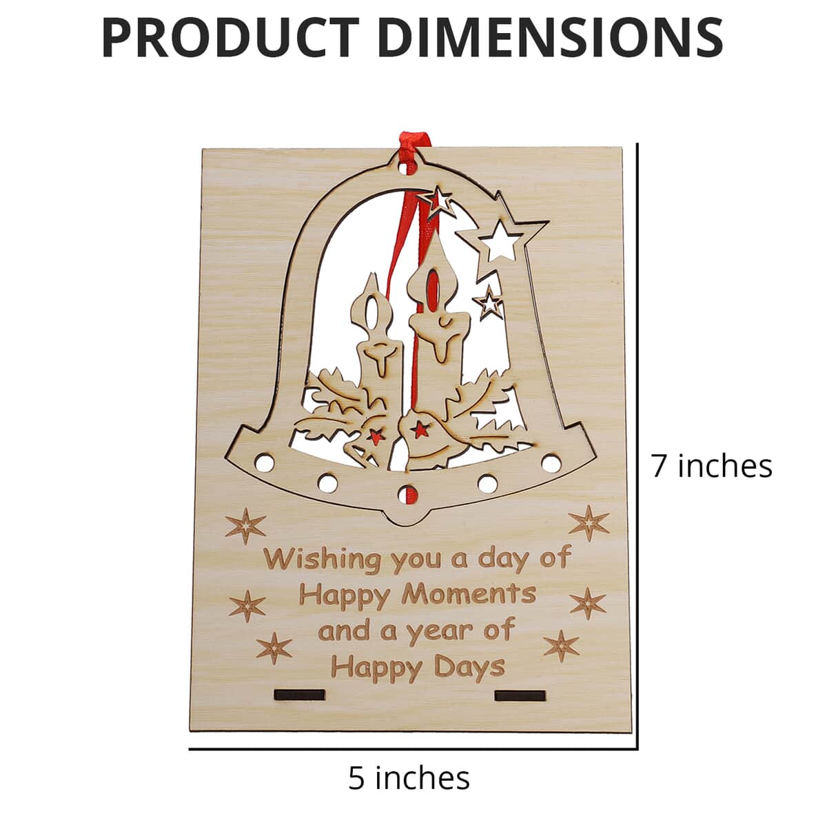 Set of 2 Natural Wooden Candles Christmas Card with Detachable Laser Cut Ornaments image number 3