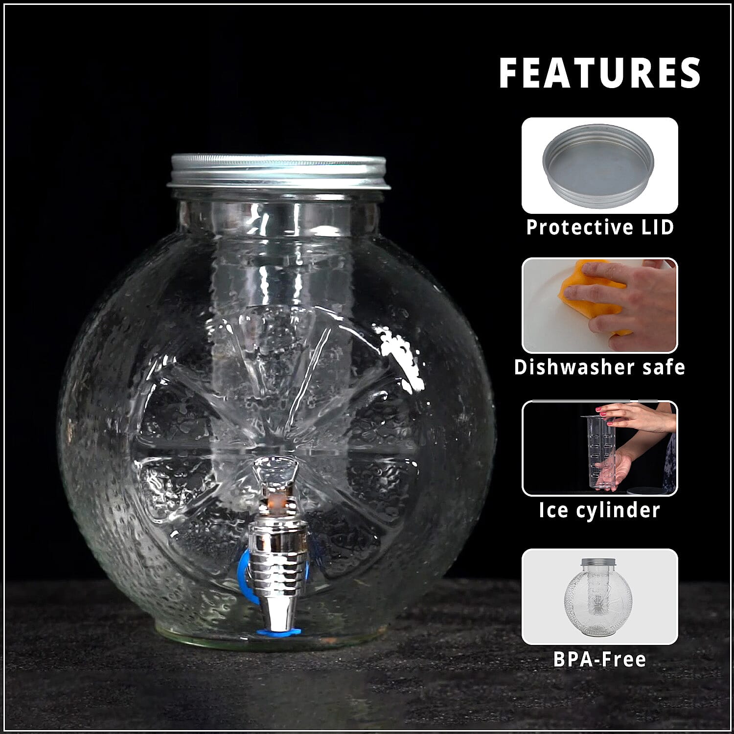 Glass Water Dispenser (Capacity:5 Ltr, Weight:2.99 lbs)