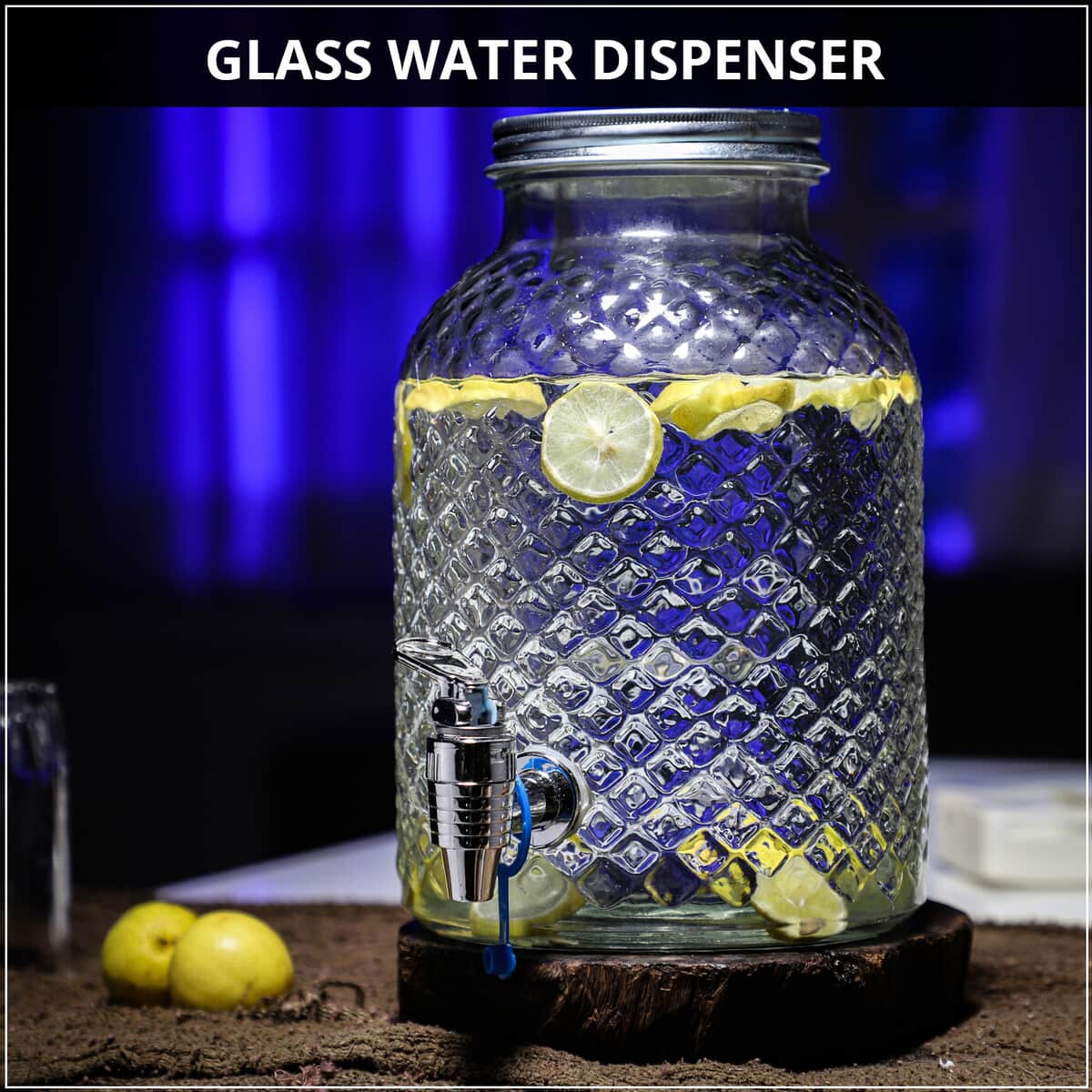 Glass Water Dispenser Jar with Ice and Fruit Infuser and Leak Proof Spigot (Capacity:5 Ltr, Weight:2.87 lbs) image number 1