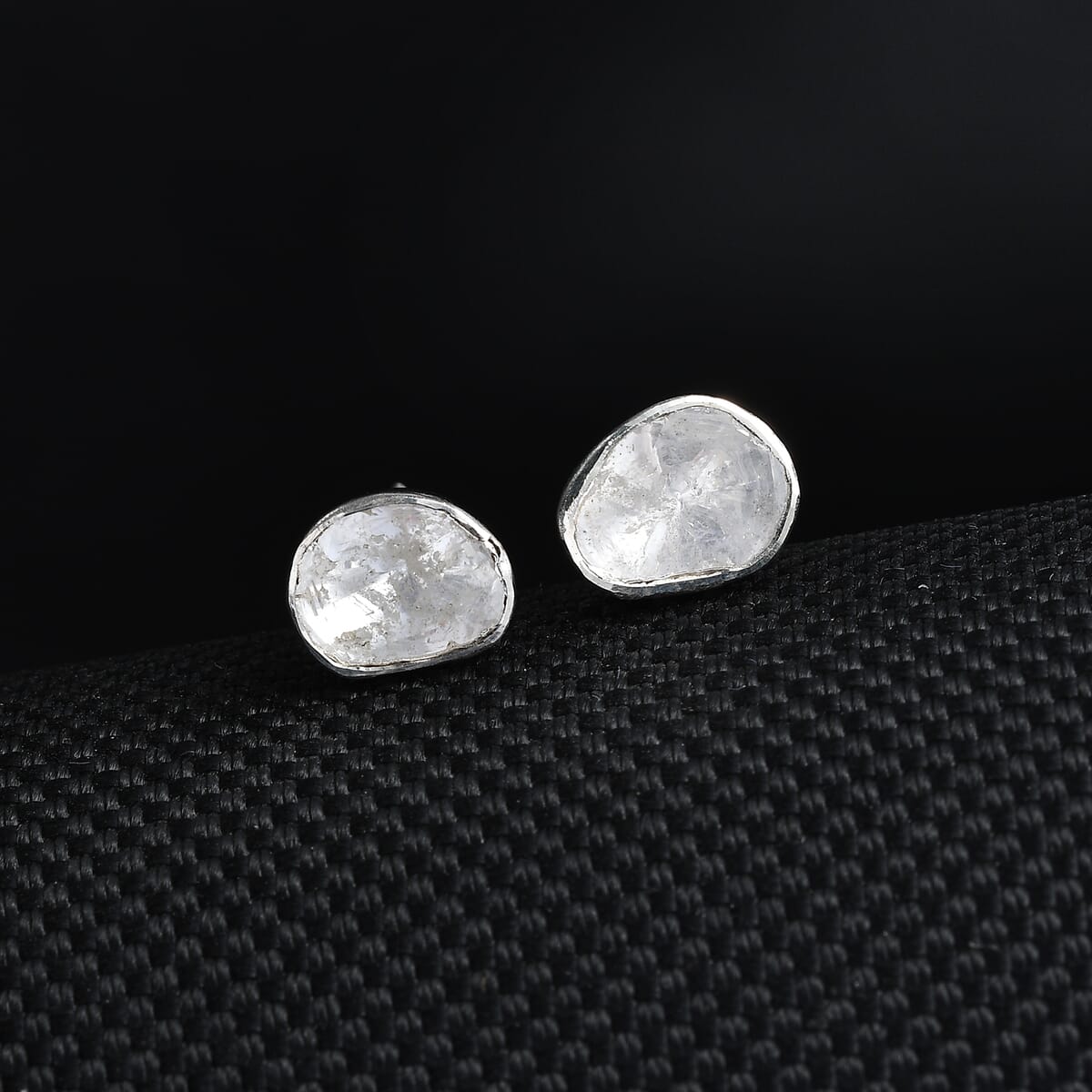 Polki Diamond Solitaire Stud Earrings in Platinum Over Sterling Silver 0.50 ctw image number 1