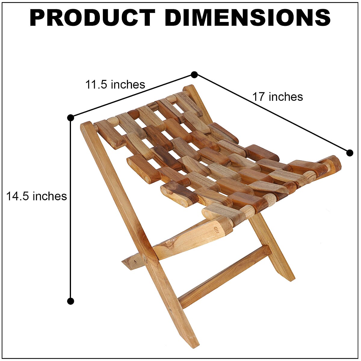Wooden Foldable Stool (17x11.5x14.5) Approx. 4.41 lbs. image number 3