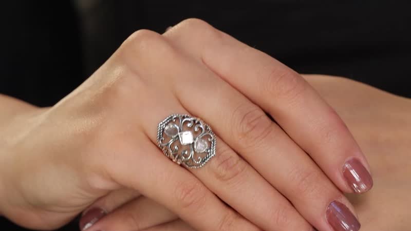 Doorbuster Artisan Crafted Polki Diamond Ring in Platinum Over Sterling Silver 0.33 ctw