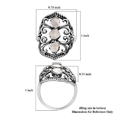 Artisan Crafted Polki Diamond Ring in Platinum Over Sterling Silver (Size 10.0) 0.33 ctw