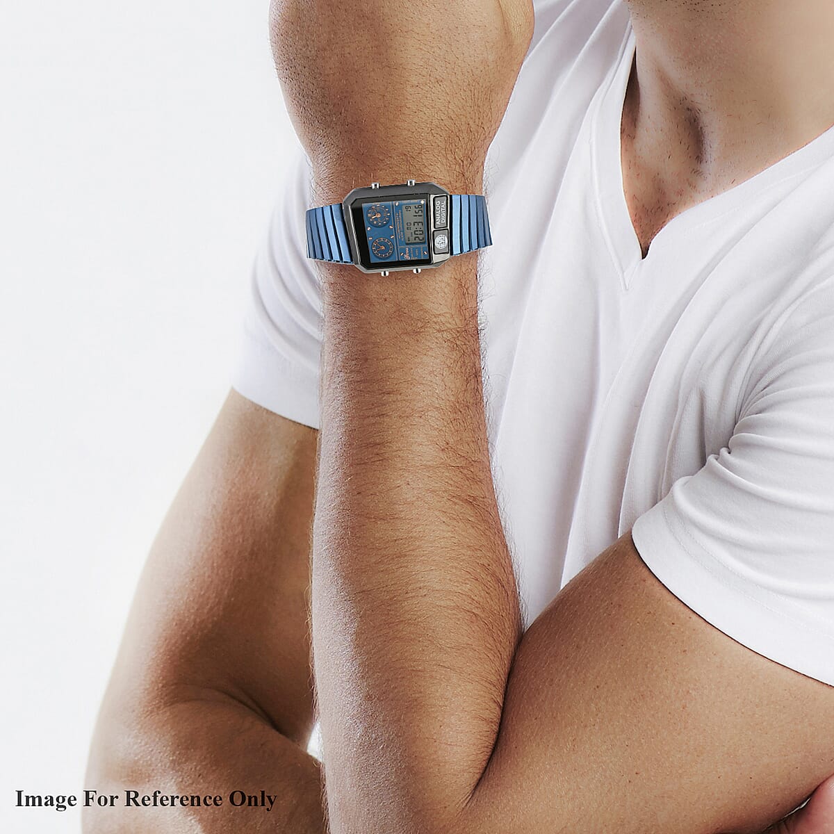 GENOA Miyota Japanese, Electronics China Movement Men's Watch in ION Plated Blue Stainless Steel | Designer Bracelet Watch | Analog Luxury Wristwatch image number 1