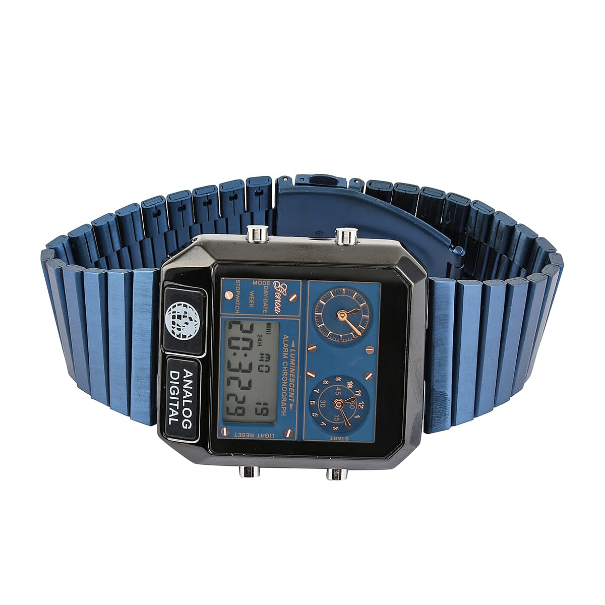 GENOA Miyota Japanese, Electronics China Movement Men's Watch in ION Plated Blue Stainless Steel | Designer Bracelet Watch | Analog Luxury Wristwatch image number 2
