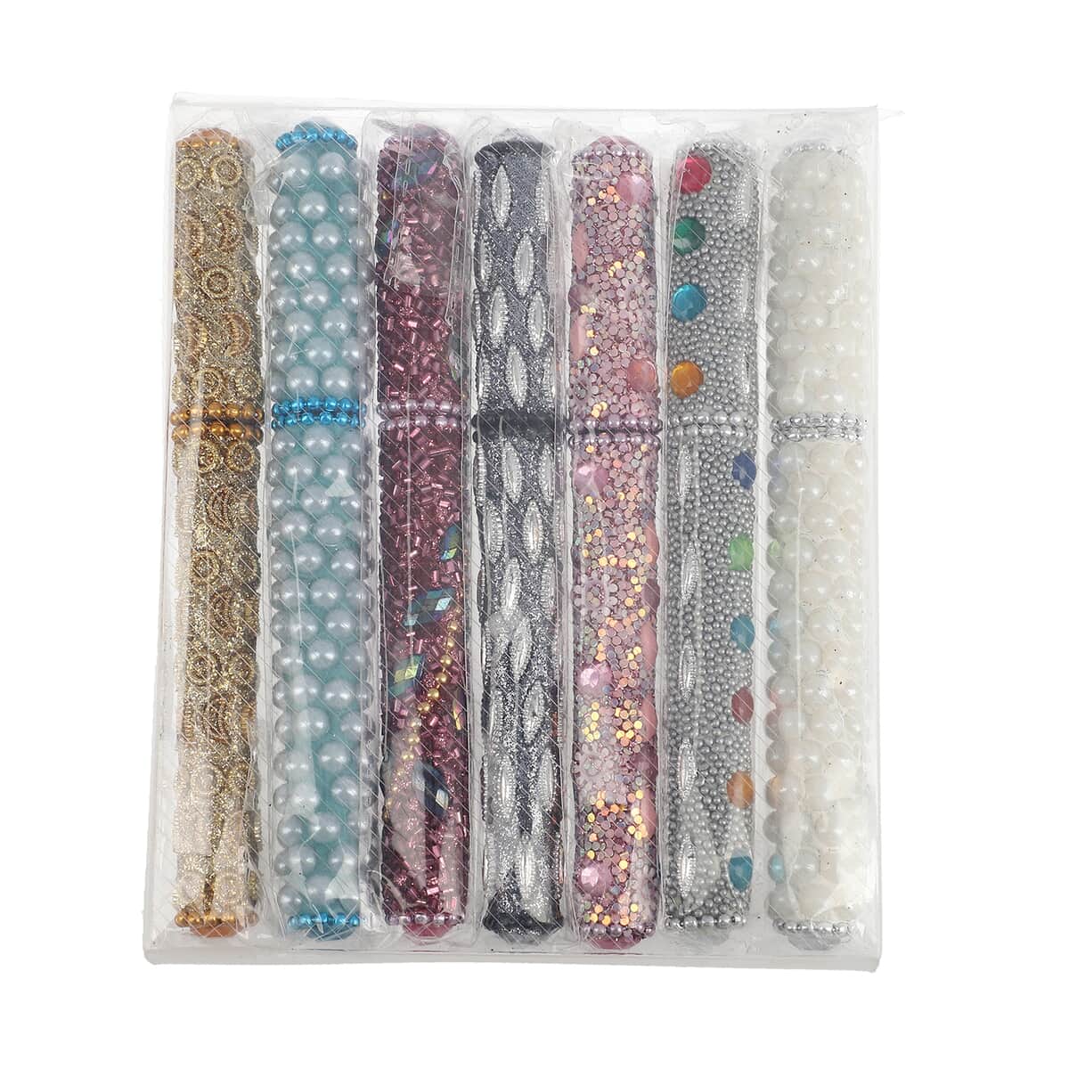 Set of 7 Multi Color Beaded Ball Point Pens , Best Refillable Ballpoint Pen , Beadable Decorative Pen image number 5
