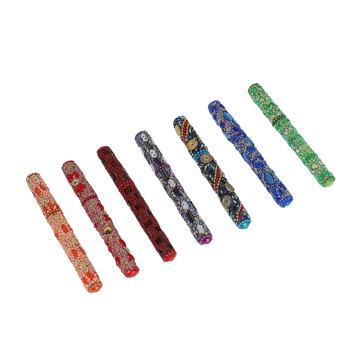 Set of 7 Multi Color Beaded Ball Point Pens , Best Refillable Ballpoint Pen , Beadable Decorative Pen image number 2
