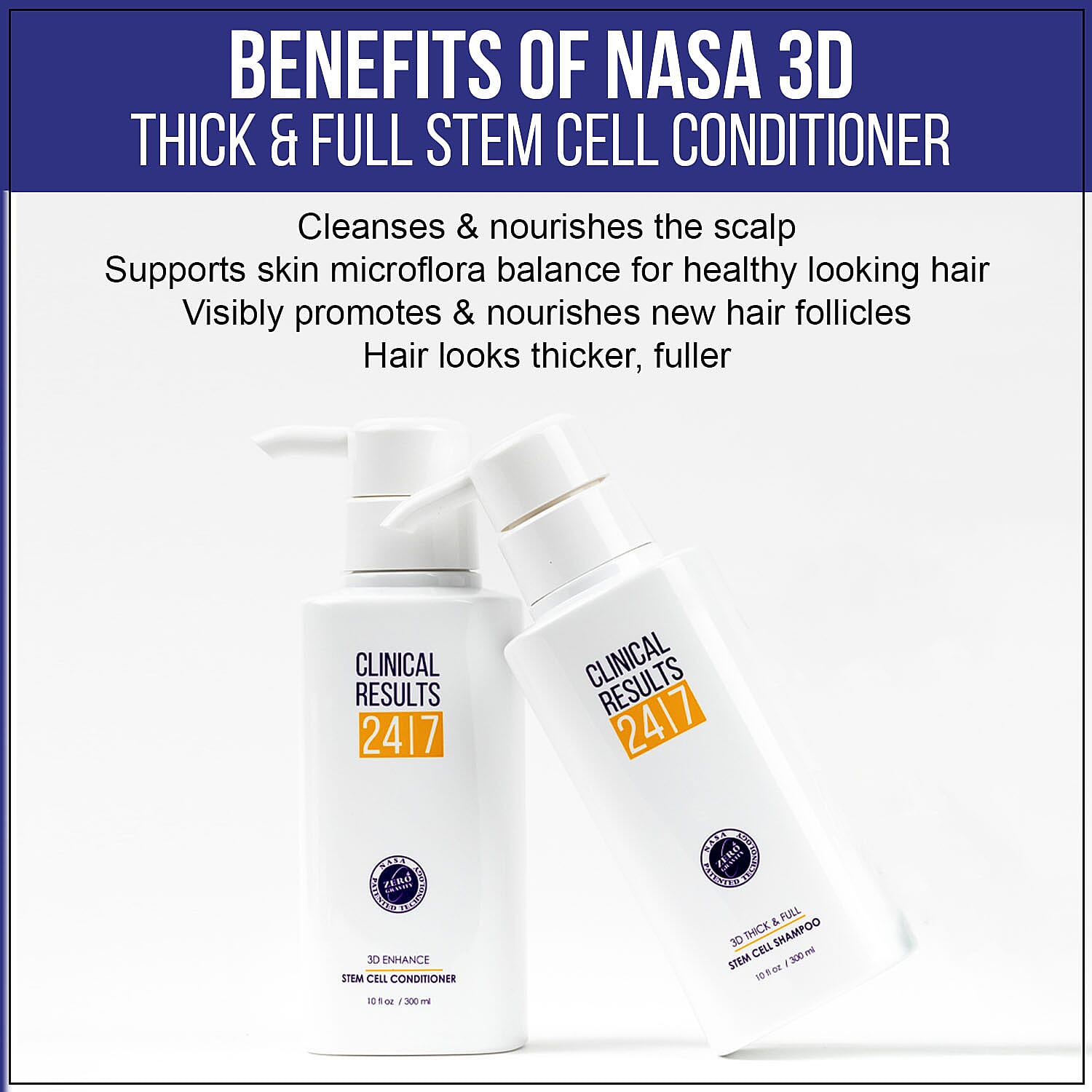 Clinical Results NASA 3D Thick & Full Stem Cell Conditioner 10 oz (Made In USA)