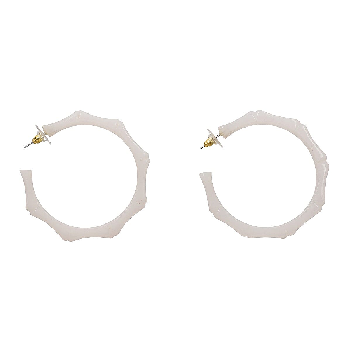 White Resin J-Hoop Earrings in Dualtone image number 2