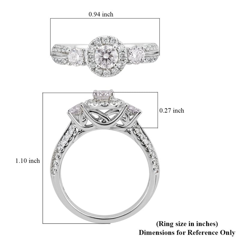 14K White Gold Diamond Ring (Size 6.75) 4.70 Grams 1.00 ctw