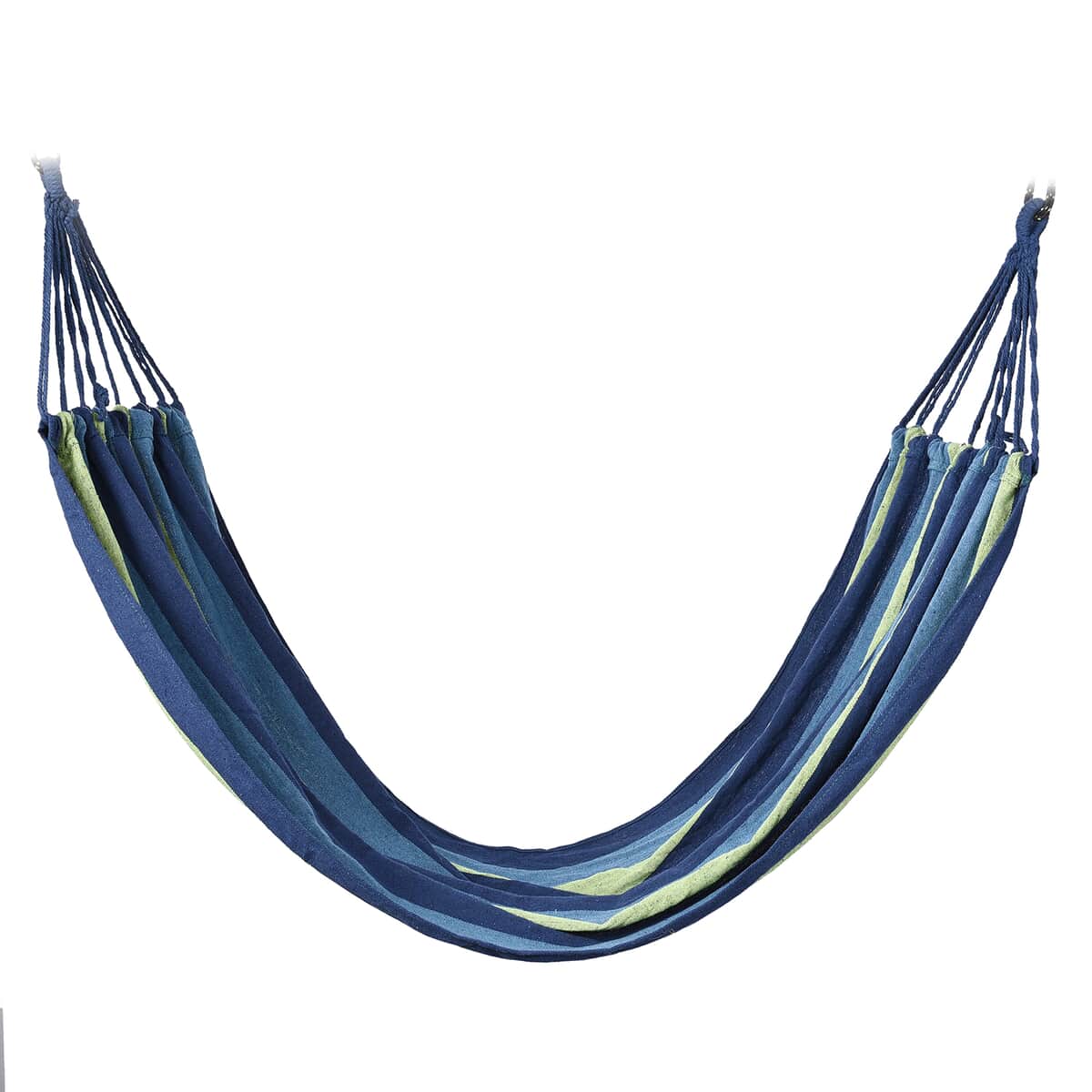 Indoor Outdoor Colorful Striped Canvas Camping Hammock-Blue (72.83"x31.50") image number 0