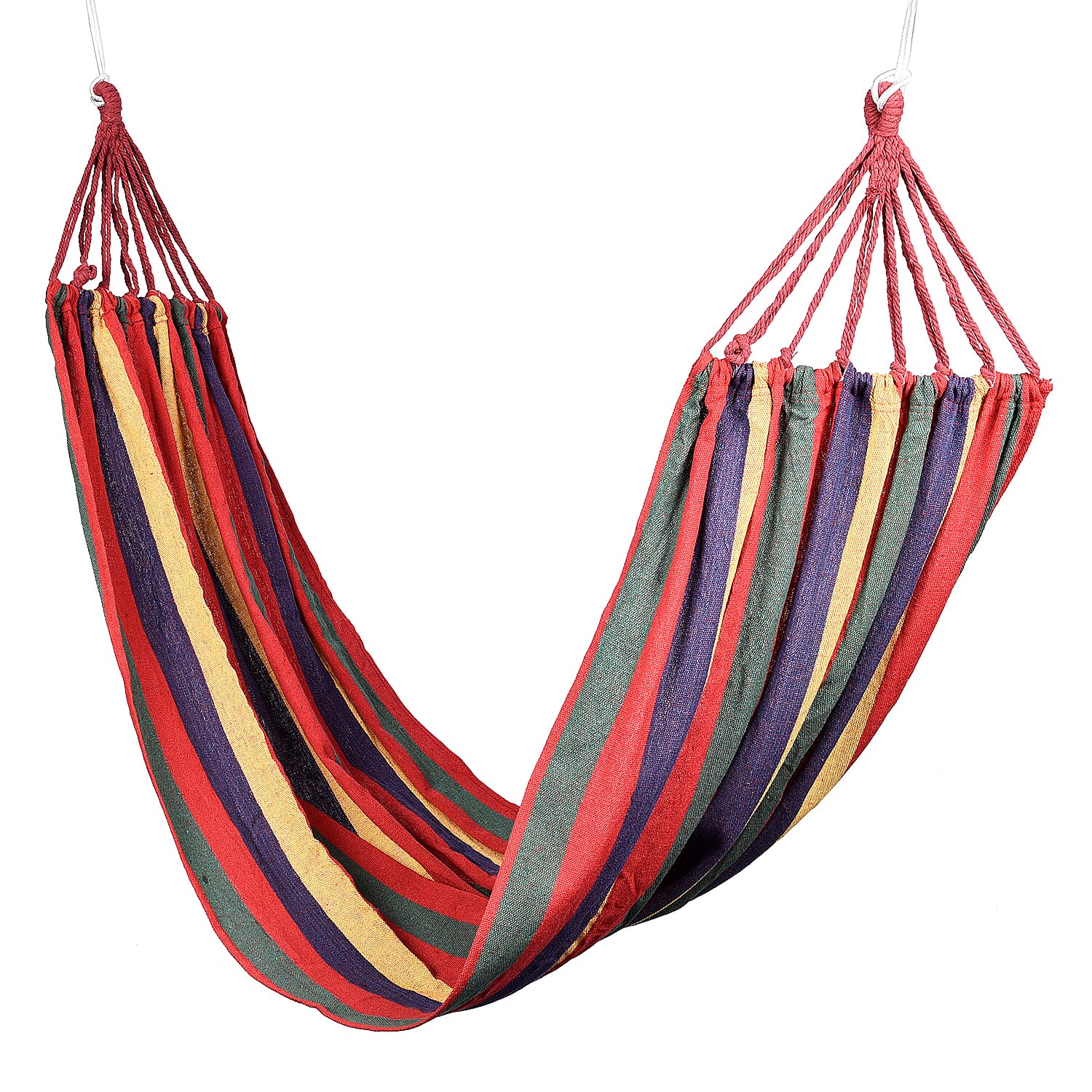 Homesmart Indoor Outdoor Colorful Striped Canvas Camping Hammock-Red