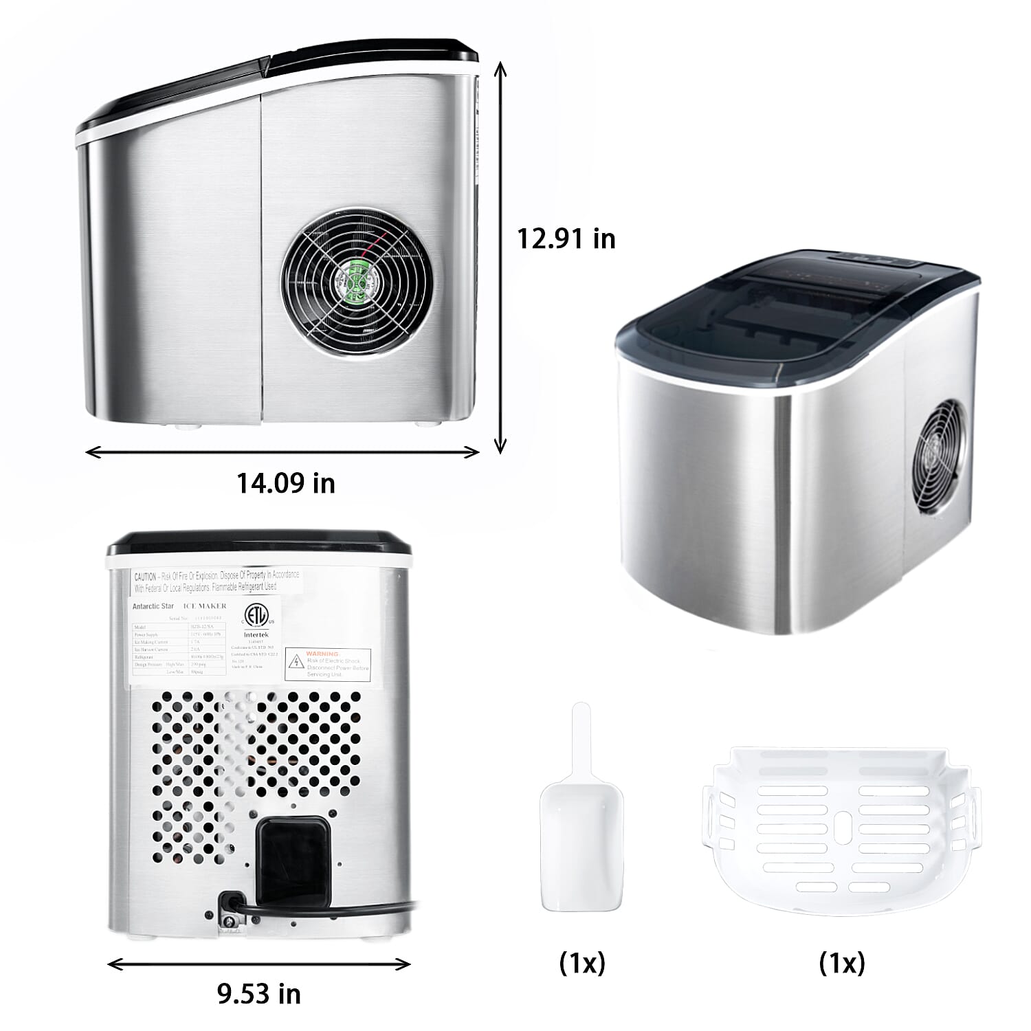 Countertop Portable Ice Maker Machine - Silver and Black