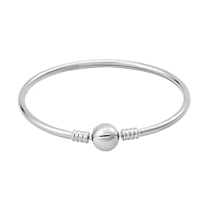 3mm Bangle Bracelet with Round Shape Lock in Stainless Steel (7.00 In)