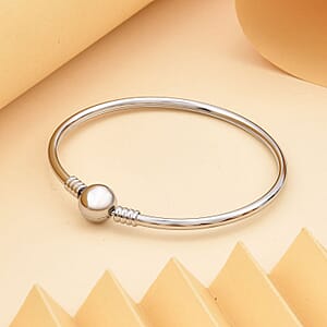 3mm Bangle Bracelet with Round Shape Lock in Stainless Steel (7.00 In)