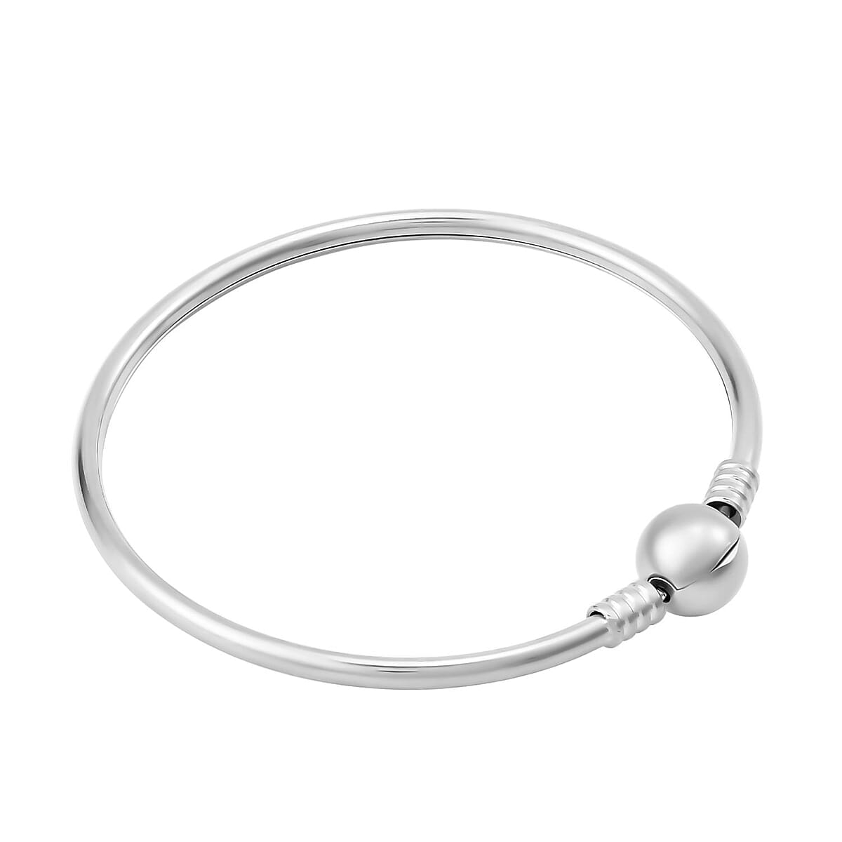 3mm Bangle Bracelet with Round Shape Lock in Stainless Steel (7.00 In) image number 2