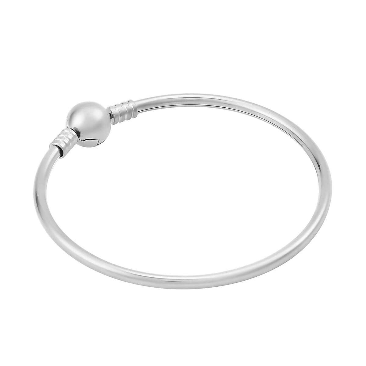 3mm Bangle Bracelet with Round Shape Lock in Stainless Steel (7.00 In) image number 3