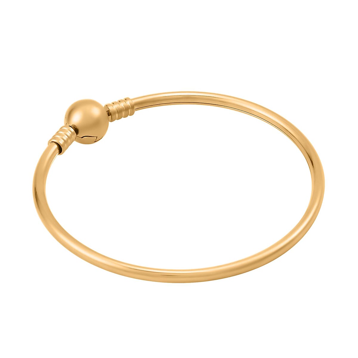3mm Bangle Bracelet with Round Shape Lock in ION Plated Yellow Gold Stainless Steel (7.00 In) image number 3