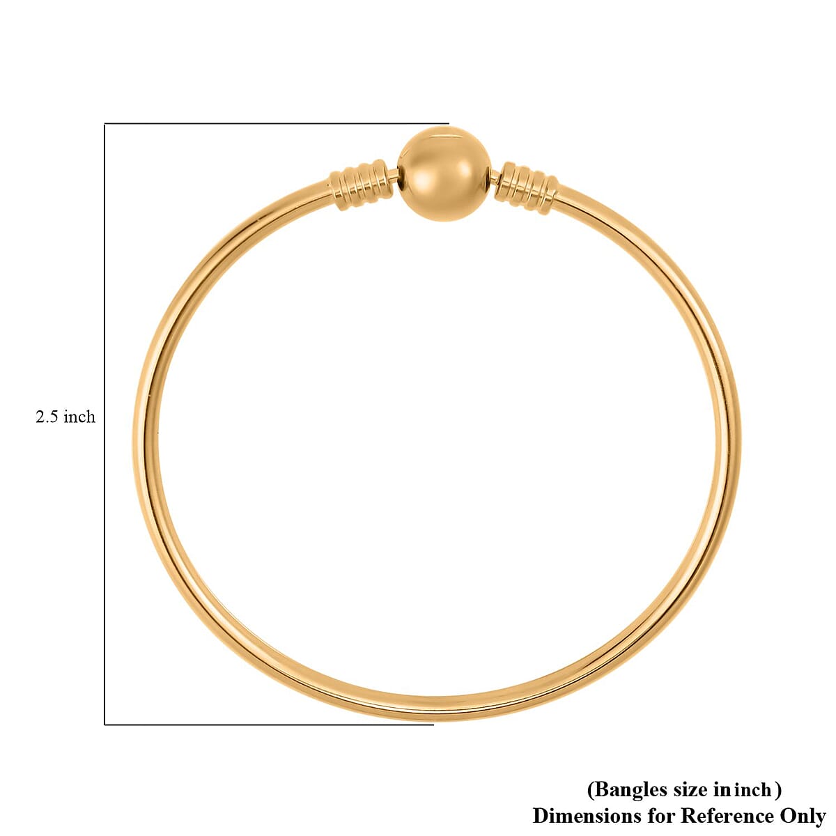 3mm Bangle Bracelet with Round Shape Lock in ION Plated Yellow Gold Stainless Steel (7.00 In) image number 4