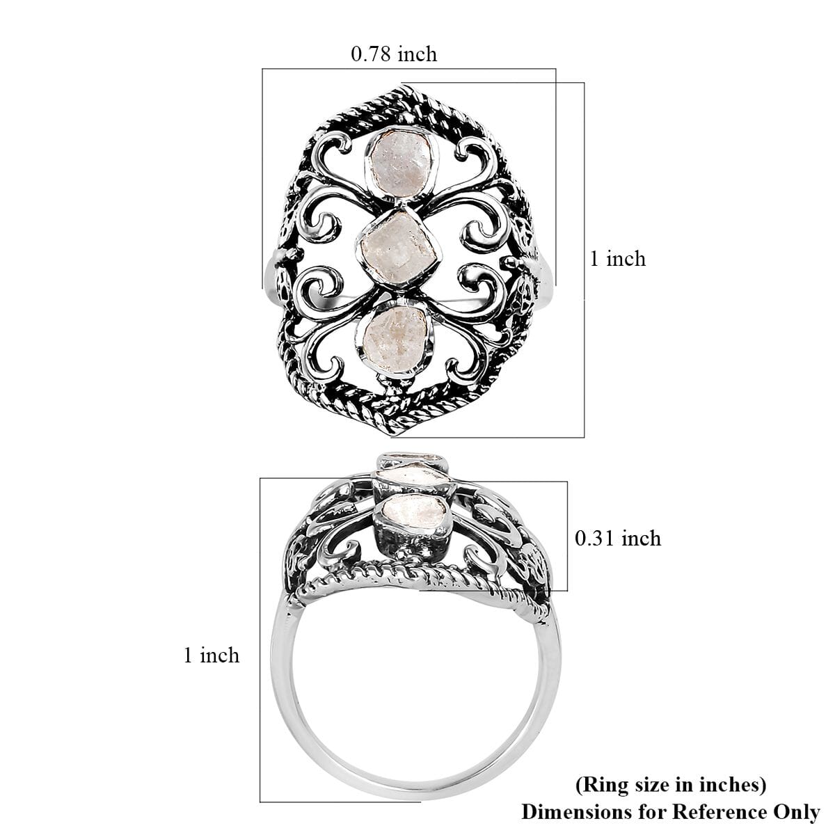 Artisan Crafted Polki Diamond Ring in Platinum Over Sterling Silver (Size 8.0) 0.33 ctw image number 5