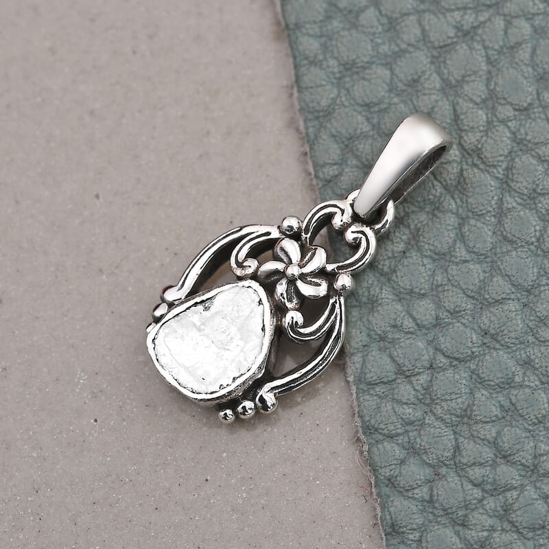 Artisan Crafted Polki Diamond Pendant in Platinum Over Sterling Silver 0.20 ctw