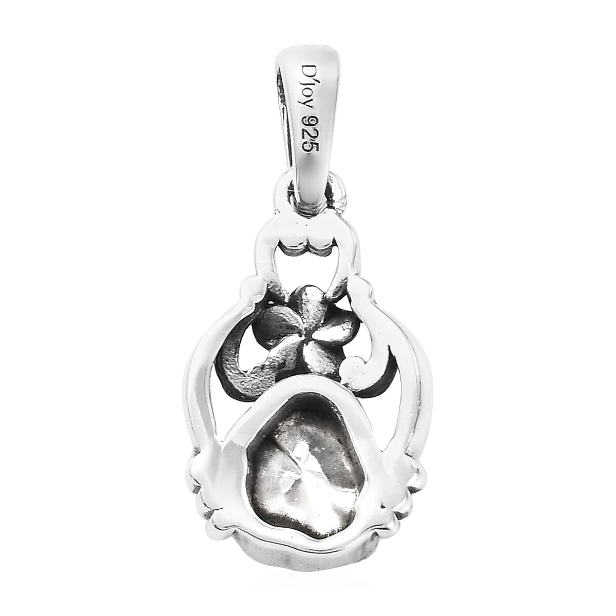 Artisan Crafted Polki Diamond Pendant in Platinum Over Sterling Silver 0.20 ctw