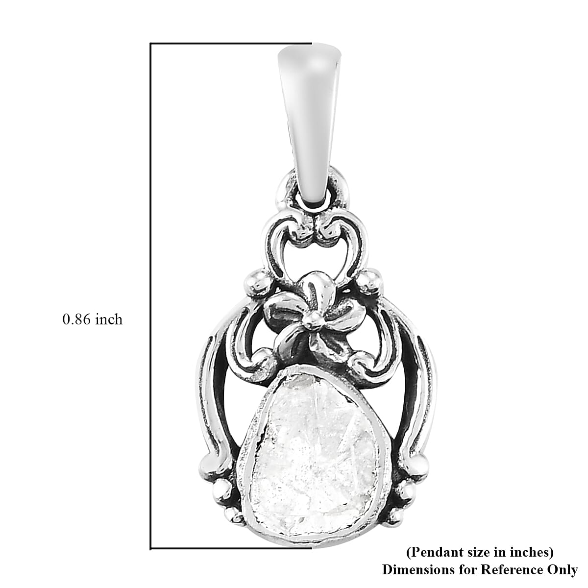 Artisan Crafted Polki Diamond Pendant in Platinum Over Sterling Silver 0.20 ctw