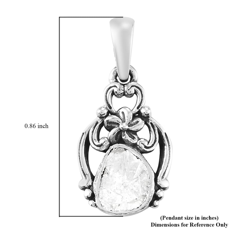 Artisan Crafted Polki Diamond Pendant in Platinum Over Sterling Silver 0.20 ctw