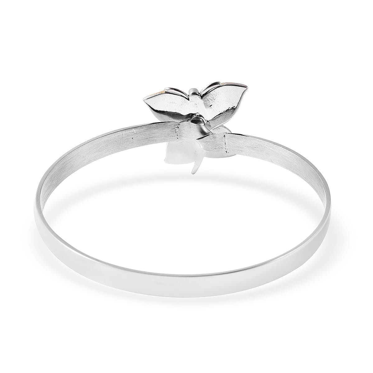 ION Plated YG & Stainless Steel Butterfly Bangle Bracelet (7.25 In) image number 3