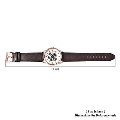 Genoa Automatic Movement Water Resistant Watch with Brown Leather Band and Stainless Steel Back