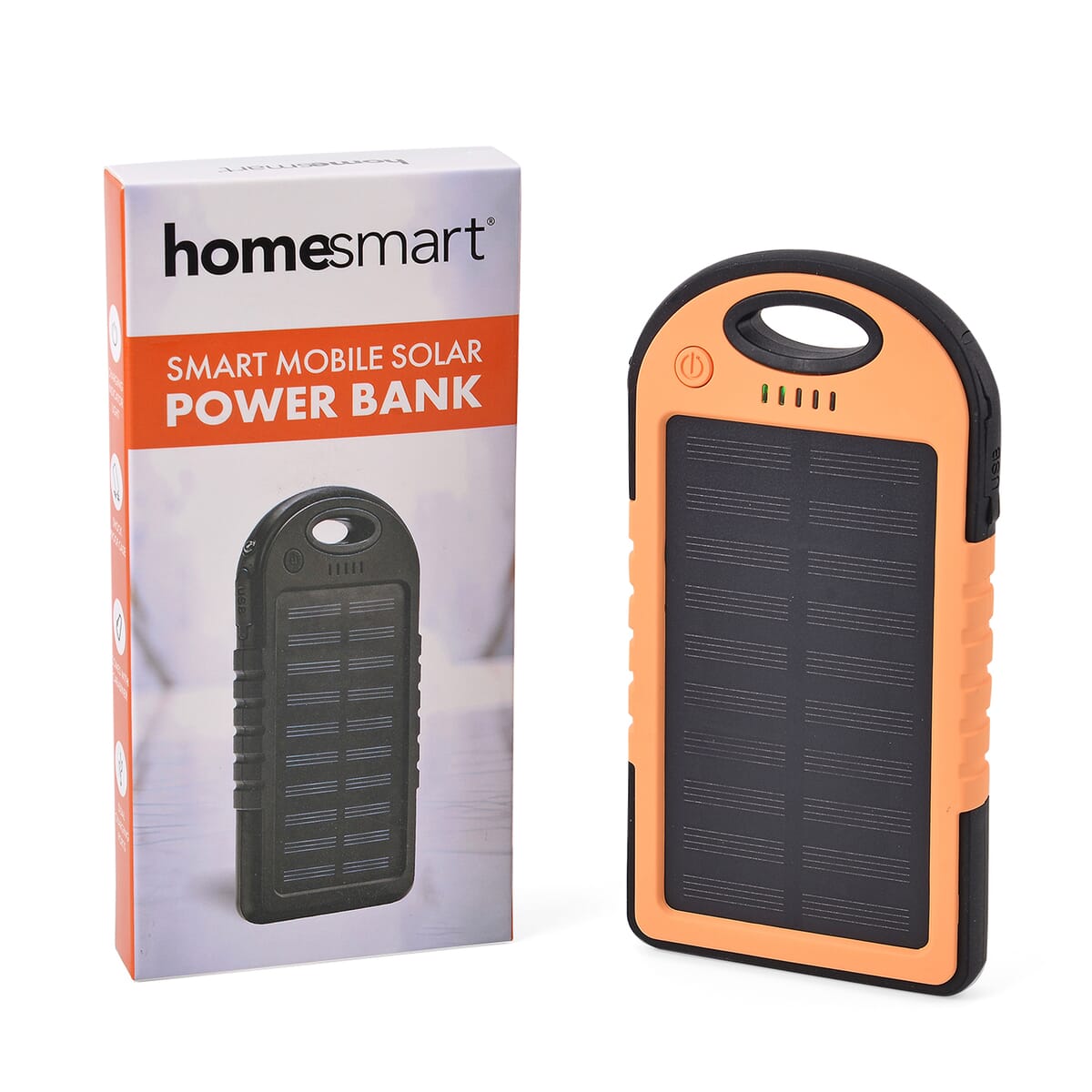 Homesmart Orange Carabiner Solar 5000 mAh Battery Charger with USB & Emergency LED Torch image number 0