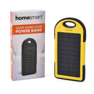 Homesmart Yellow Carabiner Solar 5000 mAh Battery Charger with USB & Emergency LED Torch