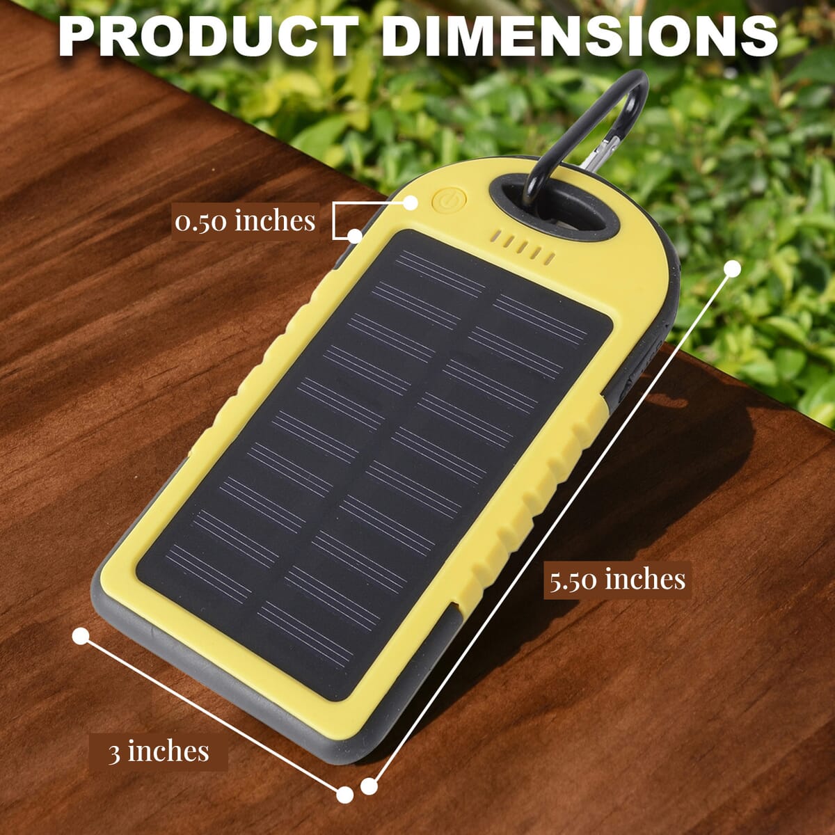 Homesmart Yellow Carabiner Solar 5000 mAh Battery Charger with USB & Emergency LED Torch image number 4