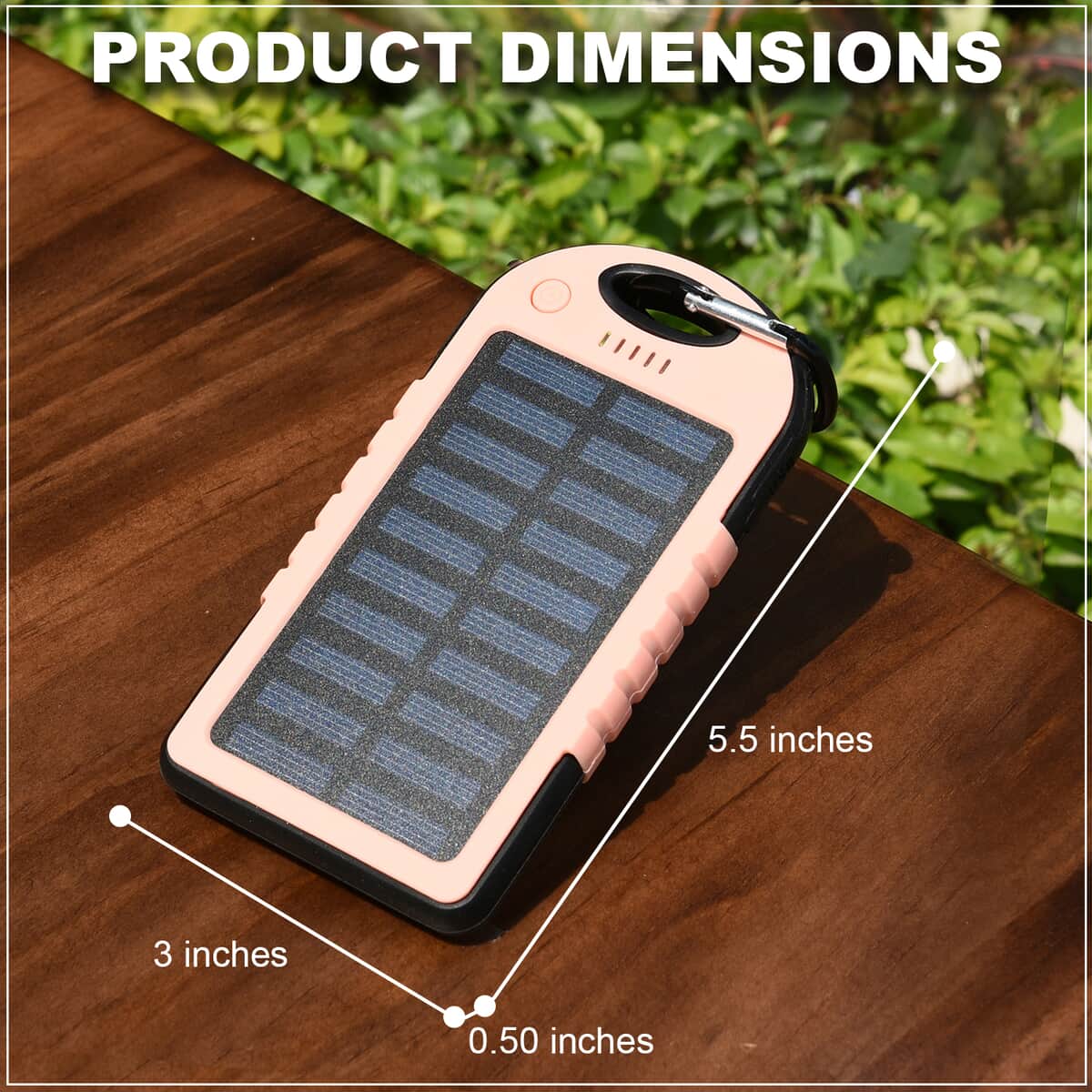 Homesmart Blush Carabiner Solar 5000 mAh Battery Charger with USB & Emergency LED Torch image number 3