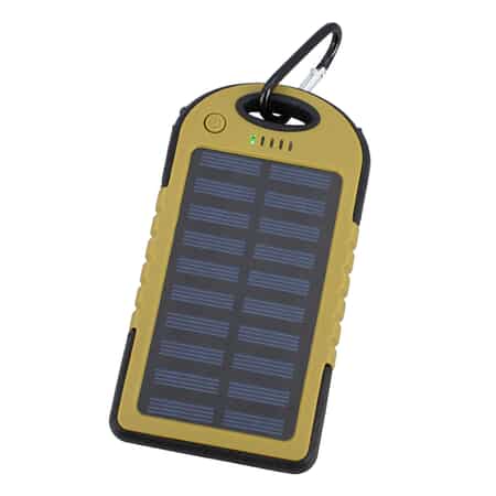 HOMESMART Golden Carabiner Solar 5000 mAh Battery Charger with USB & Emergency LED Torch image number 0