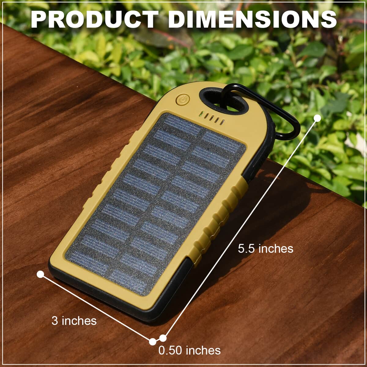 HOMESMART Golden Carabiner Solar 5000 mAh Battery Charger with USB & Emergency LED Torch image number 3