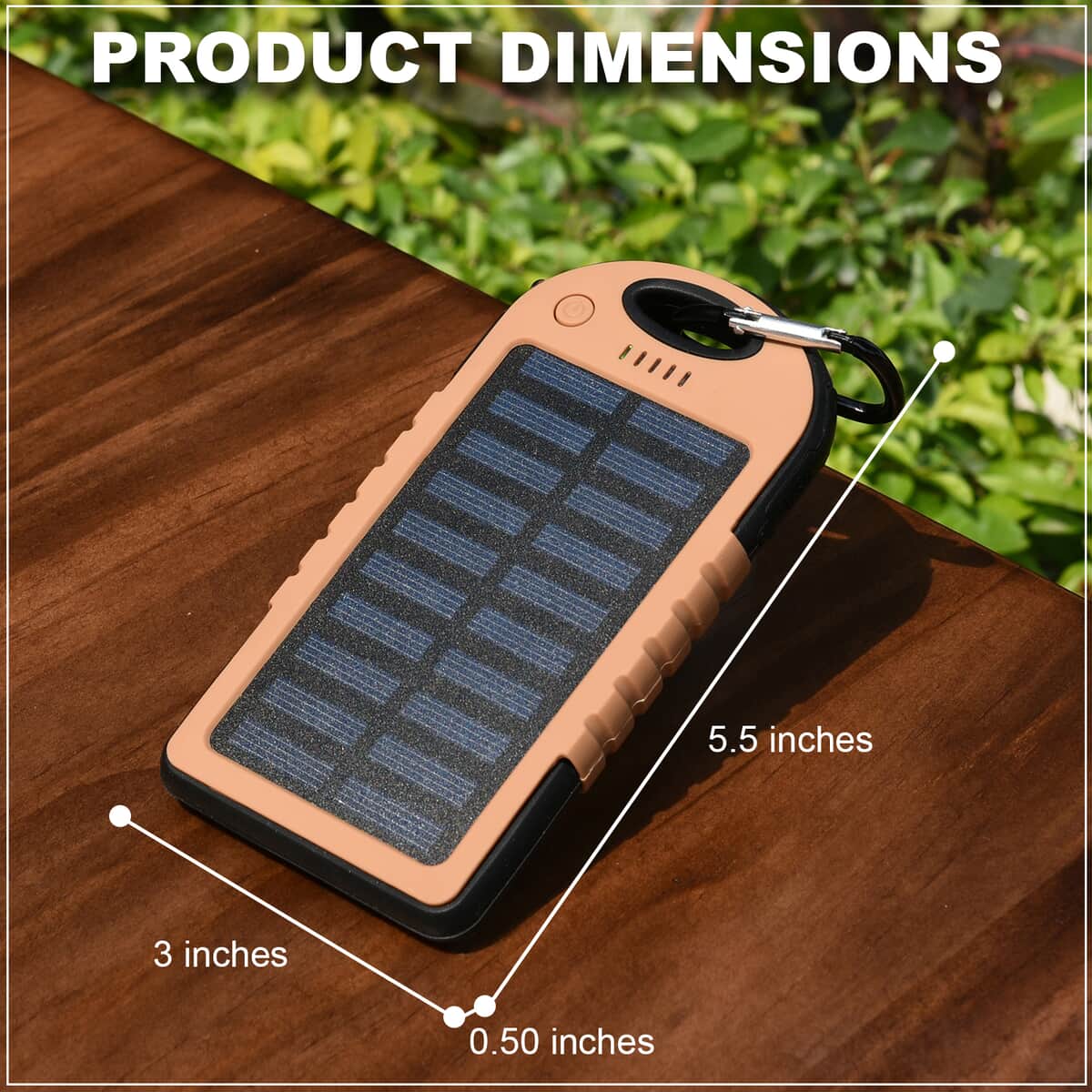 Homesmart Camel Color Carabiner Solar 5000 mAh Battery Charger with USB & Emergency LED Torch image number 3