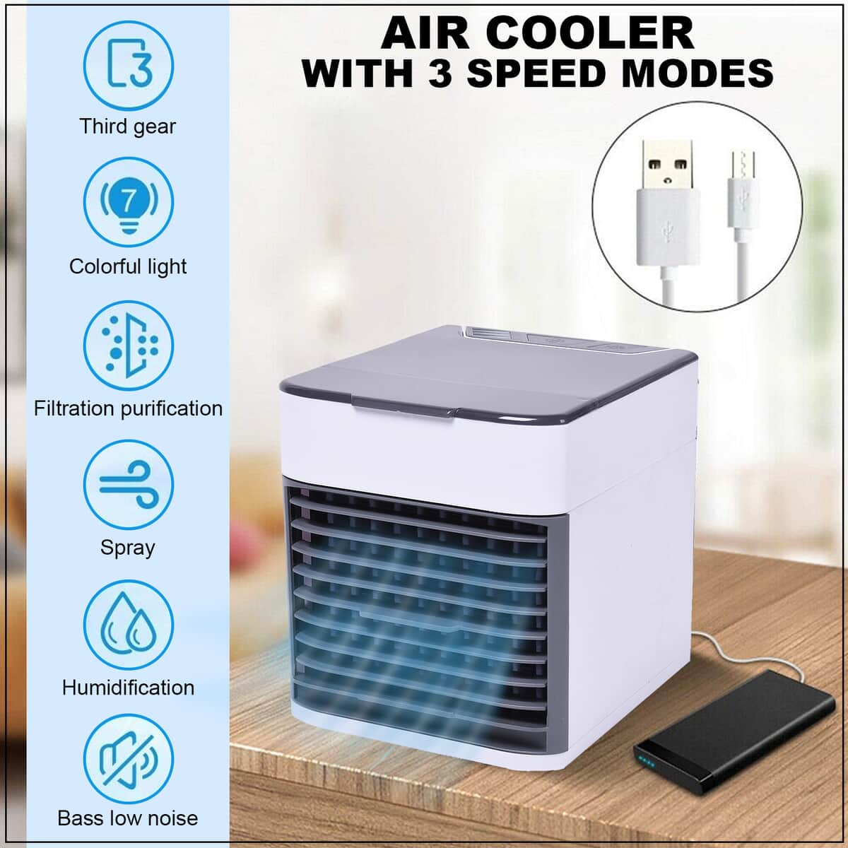 Homesmart 3 Speed Air Cooler with Washable Air Filter image number 1