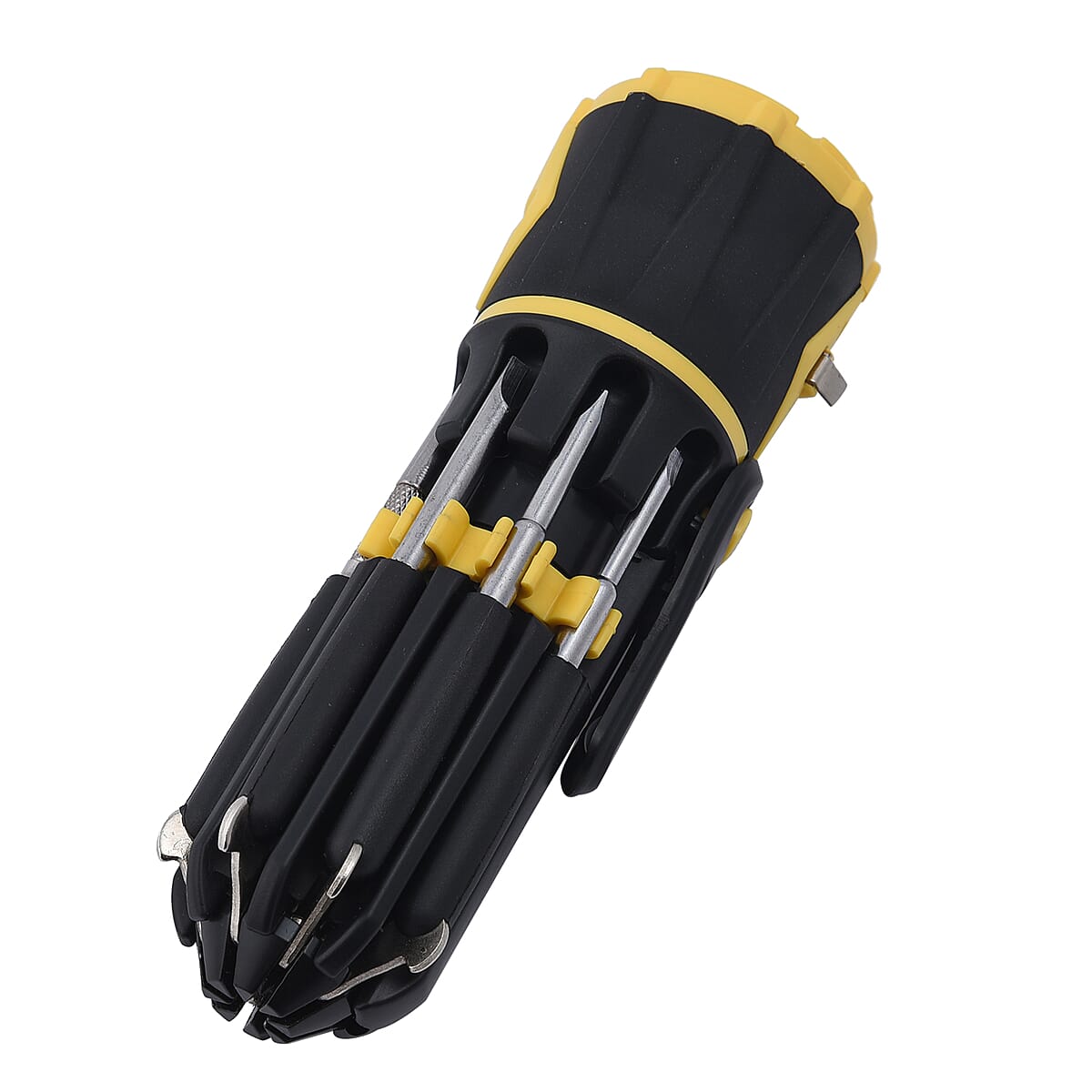 Yellow & Black 10-in-1 LED Multi-Functional Screwdriver Tool (Requires 3 AAA) image number 1