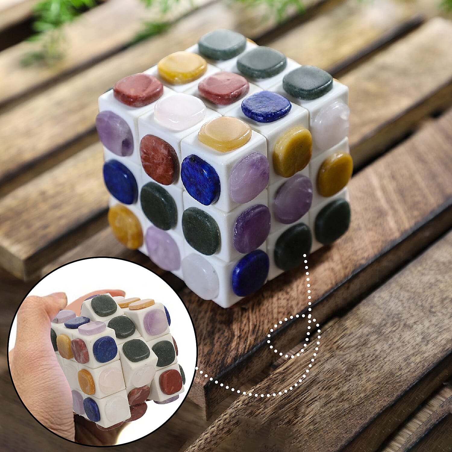Multi Gemstone Made Puzzle Cube