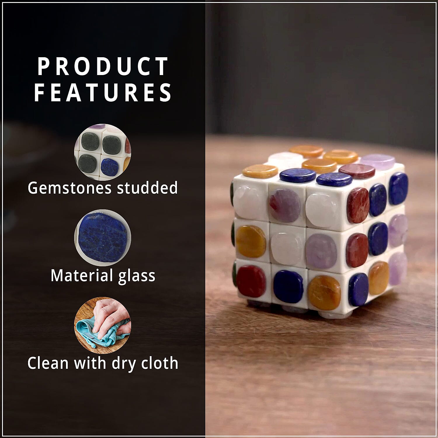 Multi Gemstone Made Puzzle Cube