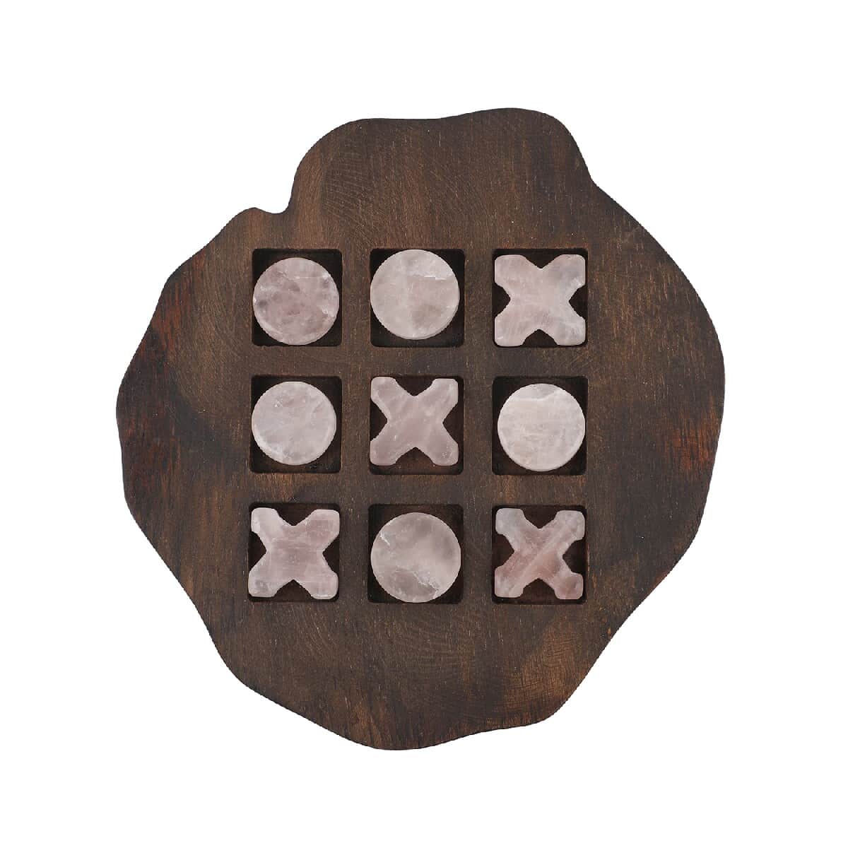 Multi Color Wood, Rose Quartz Crystal Puzzle Tic Tac Toe image number 0