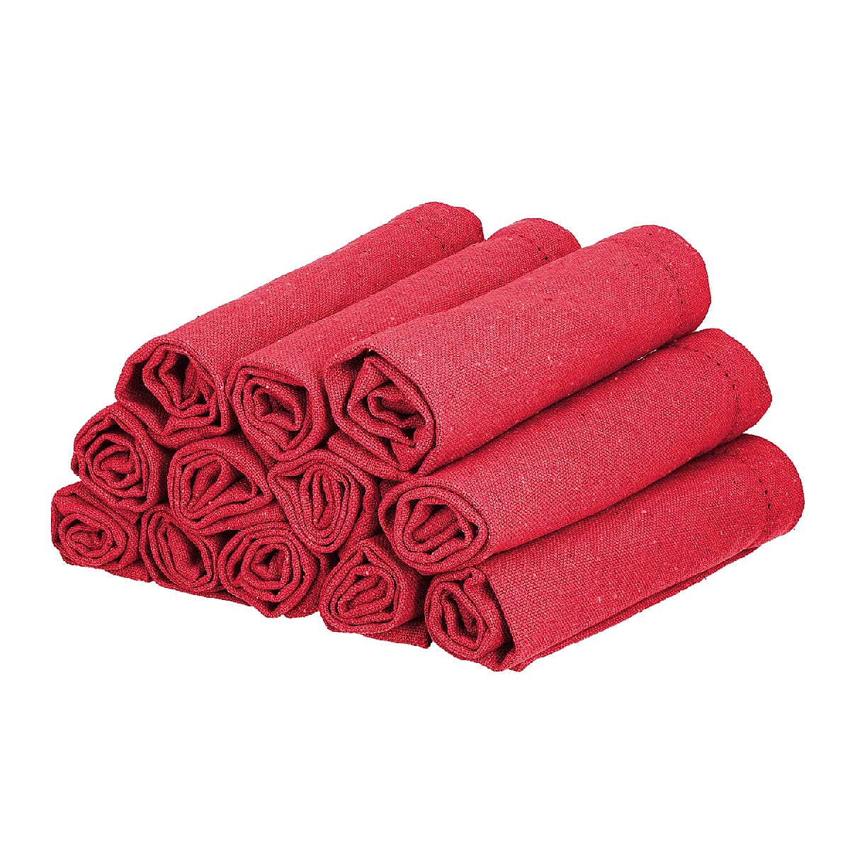 Set of 12 Red 100% Cotton Table Napkins (16x16)