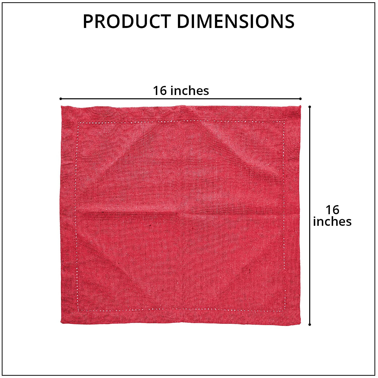 Set of 12 Red 100% Cotton Table Napkins (16x16)