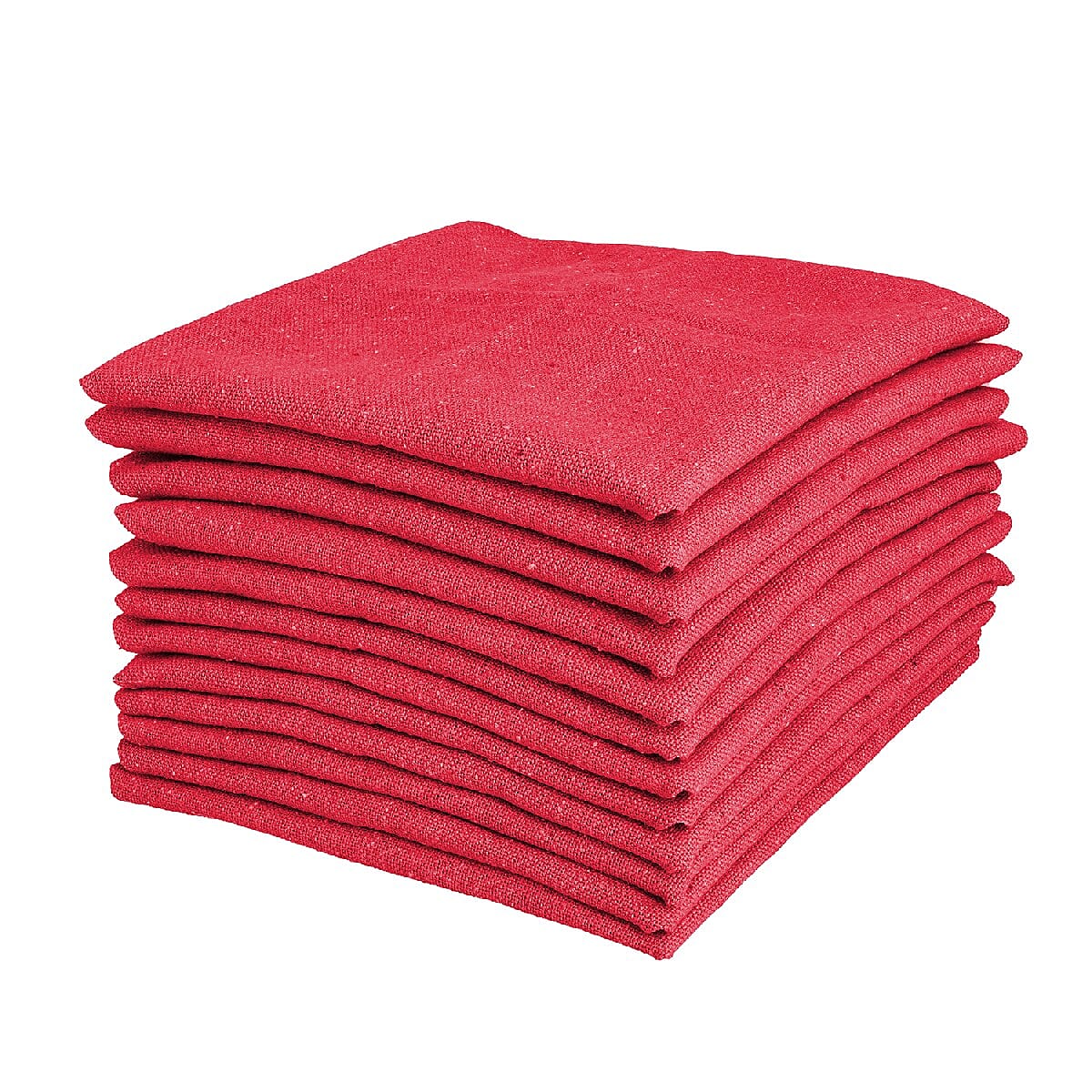 Set of 12 Red 100% Cotton Table Napkins (16x16)