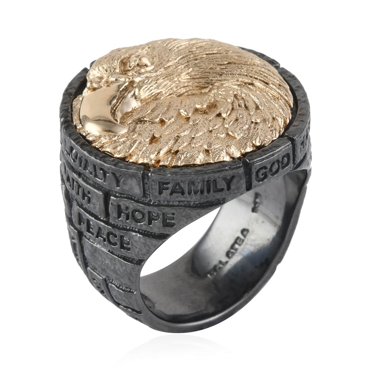 Galatea EI Capitan Collection 14K Yellow Gold and Black Rhodium Sterling Silver Bricks Of Life Ring (Size 9.0) 21 Grams image number 2